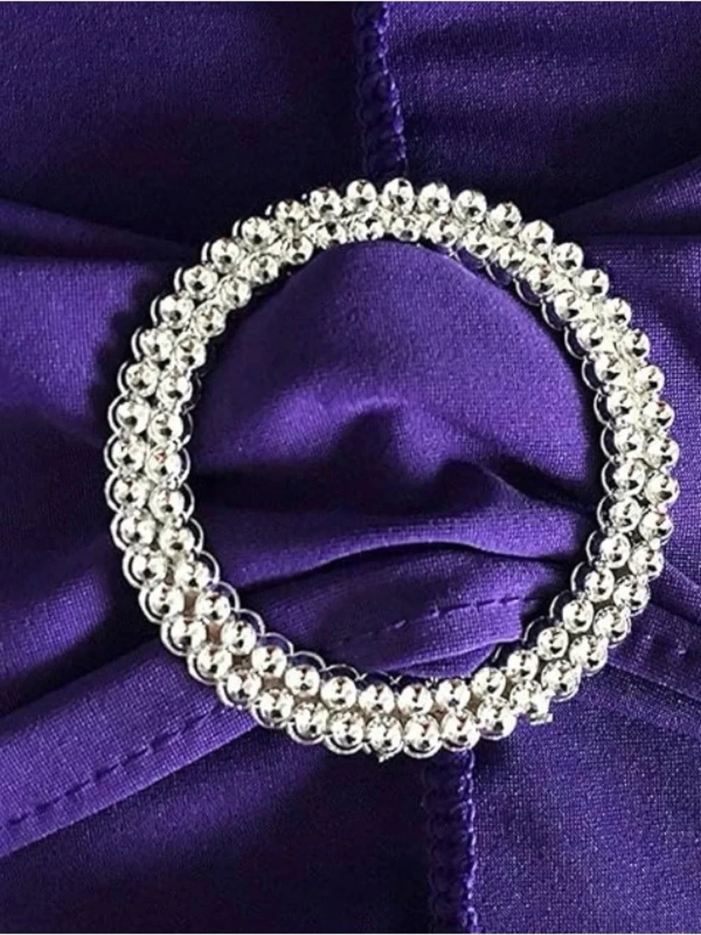 Ina Purple Stretch Chair Sash with Rhinestone Buckle
